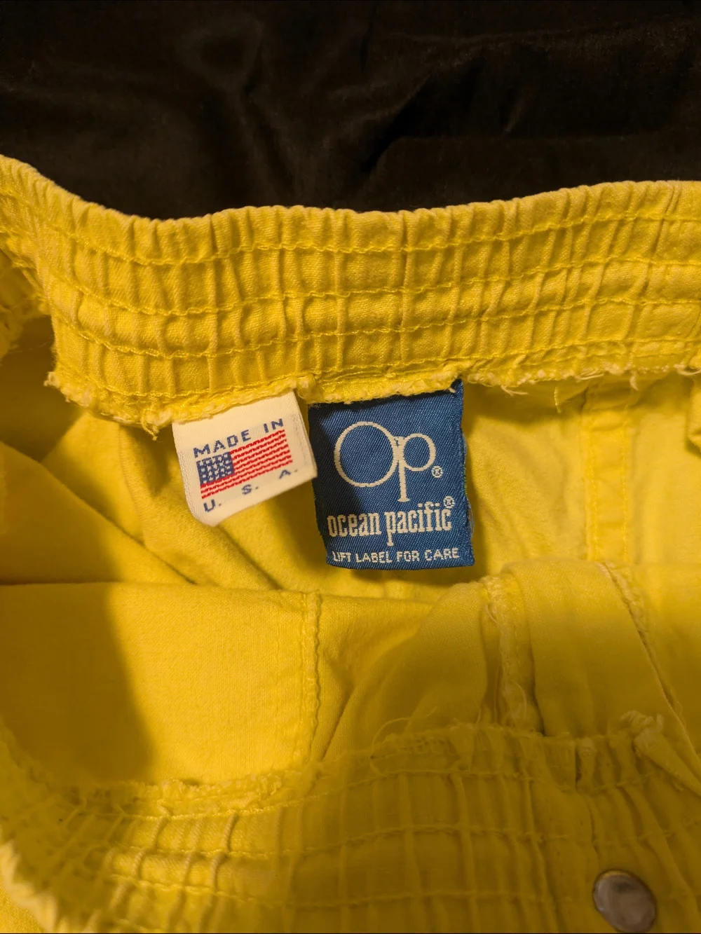 OP Vintage Longriders Walk Shorts Bright Yellow Elastic Waist